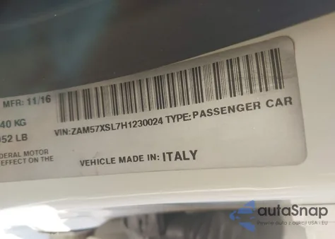 2017 Maserati Ghibli from USA, damaged, VIN ZAM57XSL7H1230024